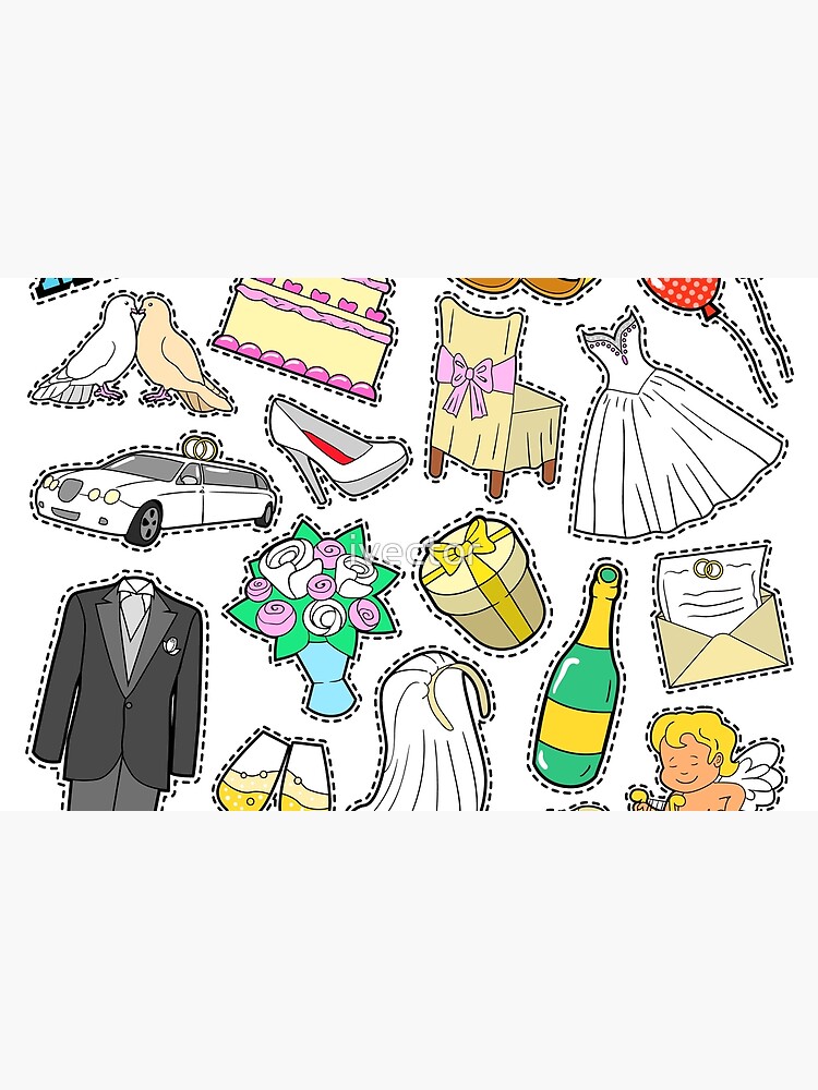 Wedding Just Married Doodle for Scrapbook, Stickers, Patches, Badges. iPad  Case & Skin for Sale by ivector