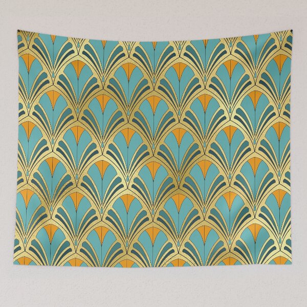 Item preview, Art Deco Aqua And Tangerine Exquisite Floral Pattern designed and sold by DEC02.