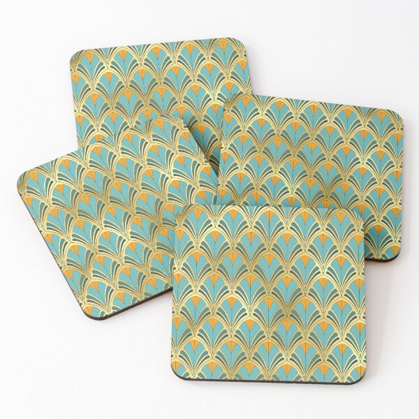 Item preview, Art Deco Aqua And Tangerine Exquisite Floral Pattern designed and sold by DEC02.