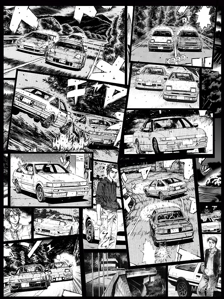 Initial D Manga Panel AE86 VS RX7 Art Board Print for Sale by