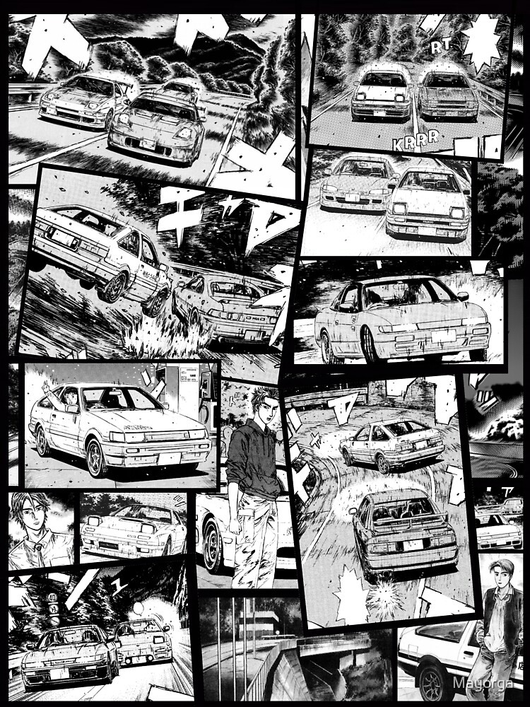 Initial D Anime Manga Cover Car Japanese T shirt