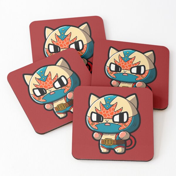 Item preview, Lucha Libre Cats | Mexican Wrestling | Anime Cats | Kawaii Cats | Chibi Cats | Lucha Libre Cats 64 | El Infierno designed and sold by Catcosm.