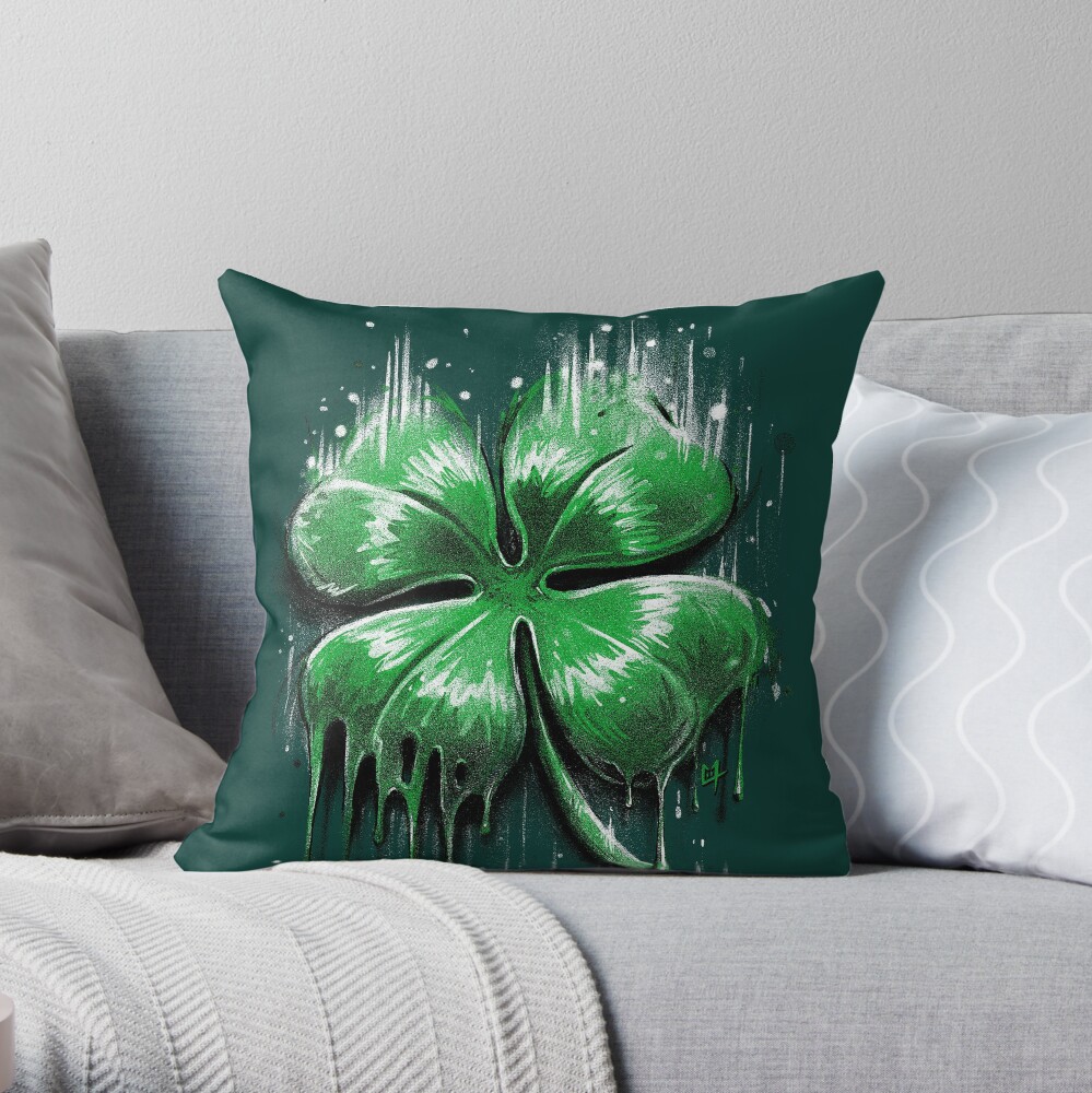 Four Leaf Clover Throw Pillow