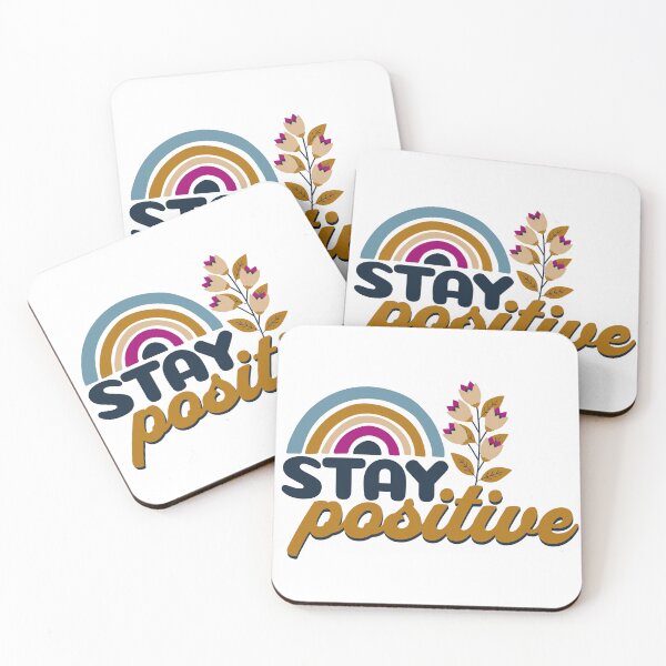 Item preview, Stay positive - rainbow flowers - inspirational designed and sold by EvergreenWhimsy.