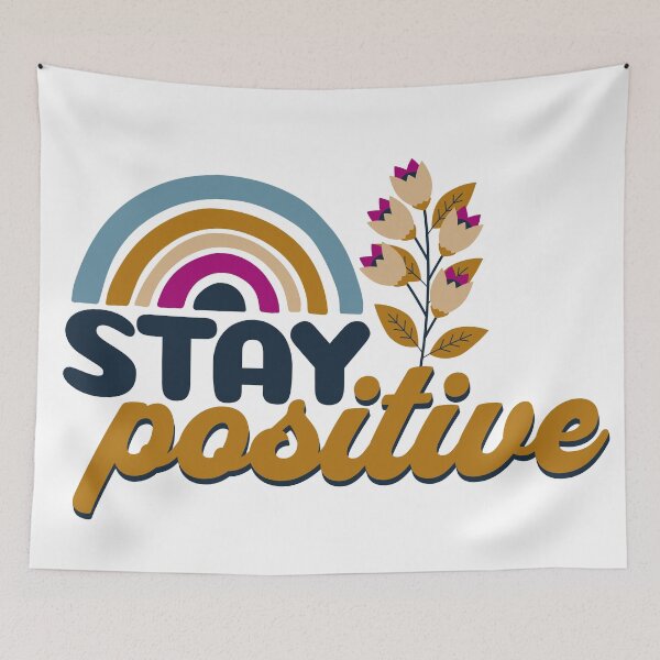 Item preview, Stay positive - rainbow flowers - inspirational designed and sold by EvergreenWhimsy.