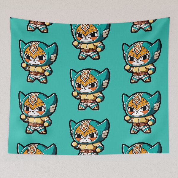 Item preview, Lucha Libre Cats | Mexican Wrestling | Anime Cats | Kawaii Cats | Chibi Cats | Lucha Libre Cats 73 | El Lagarto designed and sold by Catcosm.