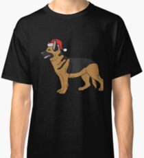 German Shepherd in Santa Hat Christmas Pajama Merry Christmas Holiday PJ T-Shirt Sweater Hoodie Iphone Samsung Phone Case Coffee Mug Tablet Case Gift Classic T-Shirt