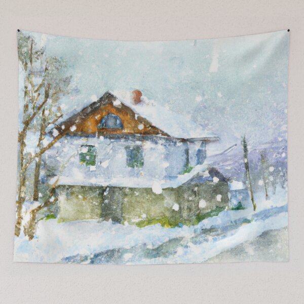 Item preview, Snowy Day Enid | Watercolor Painting designed and sold by Color-Me-Blue.