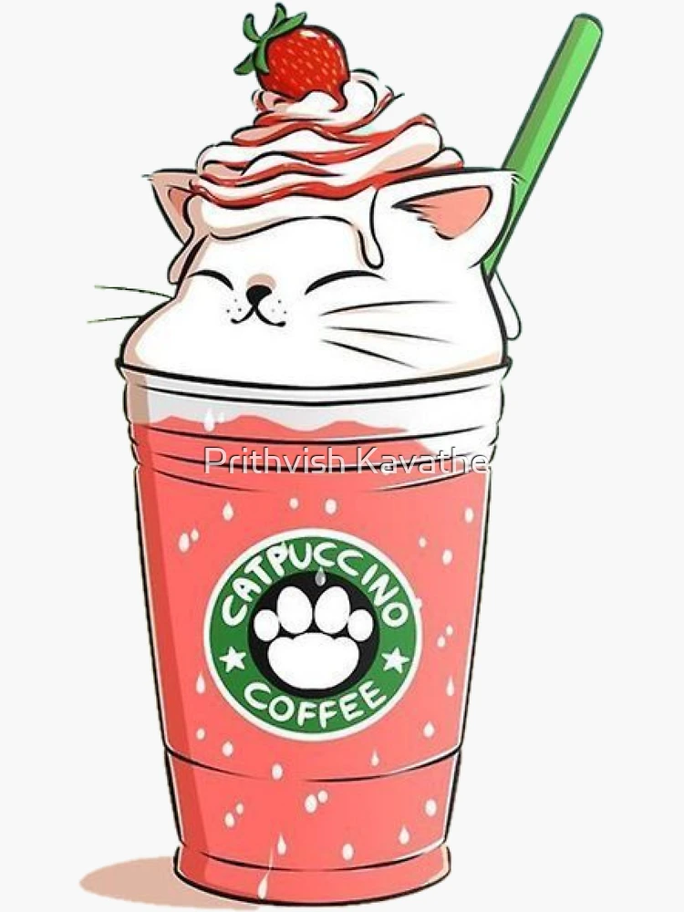 Starbucks Coffee Frappe Cat Kitty Starbies Cold Brew Frappuccino Stickers  134