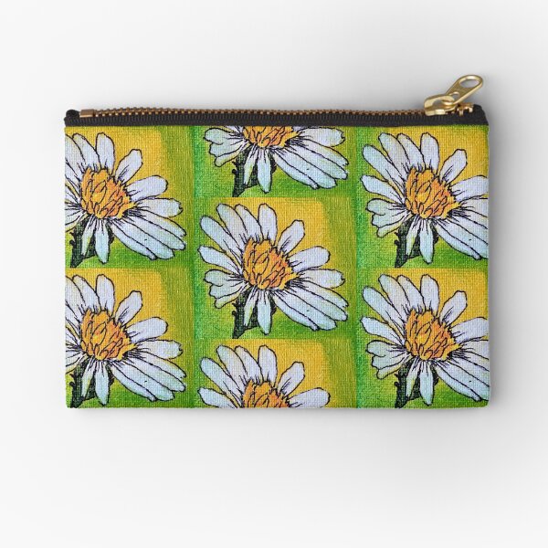 Daisy Painted on Canvas Zipper Pouch