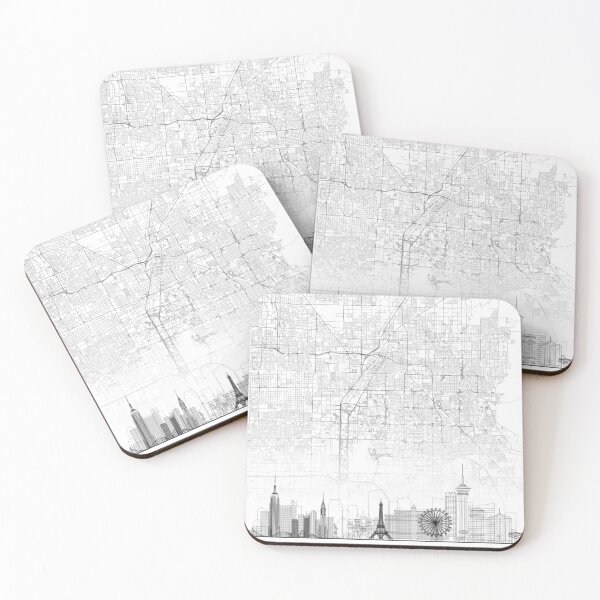 Item preview, Las Vegas Map Skyline BW Line by LandSartprints designed and sold by LandSartprints.