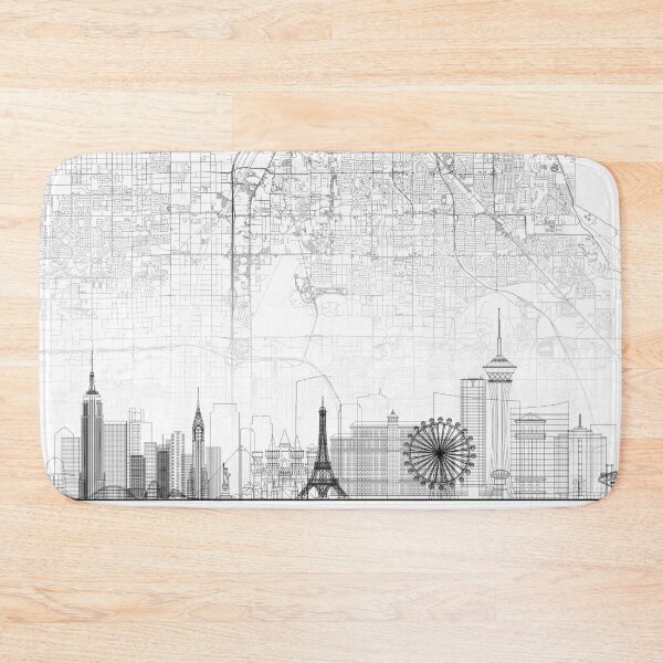 Item preview, Las Vegas Map Skyline BW Line by LandSartprints designed and sold by LandSartprints.