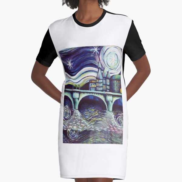 Paris Night Graphic T-Shirt Dress