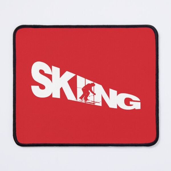 Item preview, White Skiing Text with Red Silhouette Downhill Skier on Red Background designed and sold by Karen McFarland.