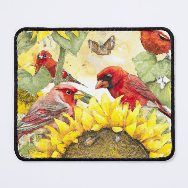Item preview, Sunflowers Cardinal Birds Watercolor Painting | A beautiful Watercolor Painting designed and sold by Color-Me-Blue.