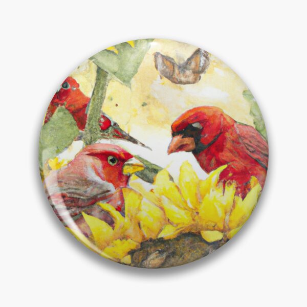 Item preview, Sunflowers Cardinal Birds Watercolor Painting | A beautiful Watercolor Painting designed and sold by Color-Me-Blue.