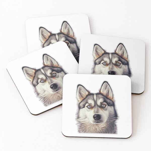 Item preview, Cute blue-eyed Pomsky/Mini Husky Puppy digital art drawing for printables designed and sold by BHC-P.