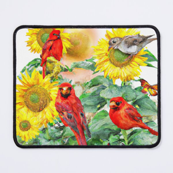 Item preview, Sunflowers Cardinal Birds Watercolor Painting | A beautiful Watercolor Painting designed and sold by Color-Me-Blue.