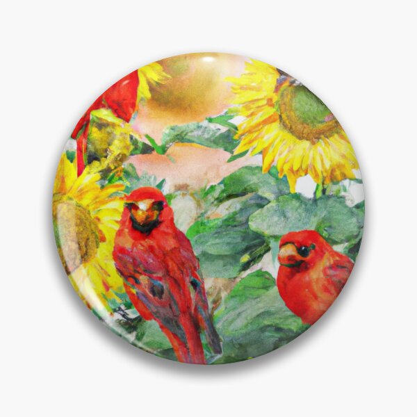 Item preview, Sunflowers Cardinal Birds Watercolor Painting | A beautiful Watercolor Painting designed and sold by Color-Me-Blue.
