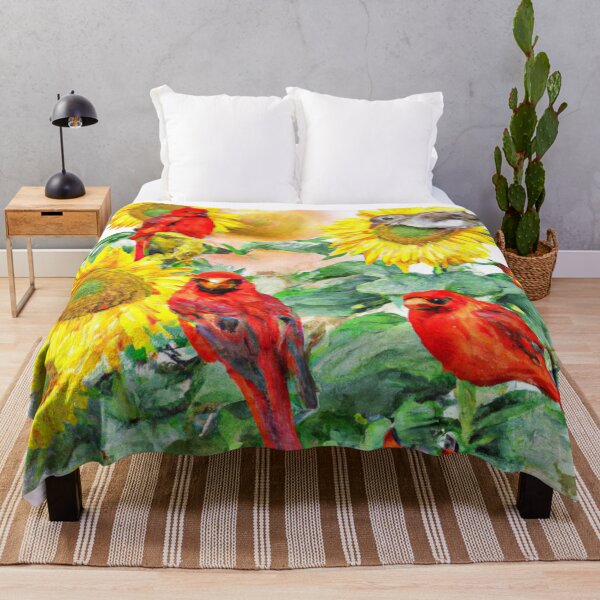 Item preview, Sunflowers Cardinal Birds Watercolor Painting | A beautiful Watercolor Painting designed and sold by Color-Me-Blue.