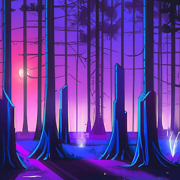 Artwork thumbnail, Vaporwave Forest Sunset- Wooded Nature Synthwave by craigthecreator