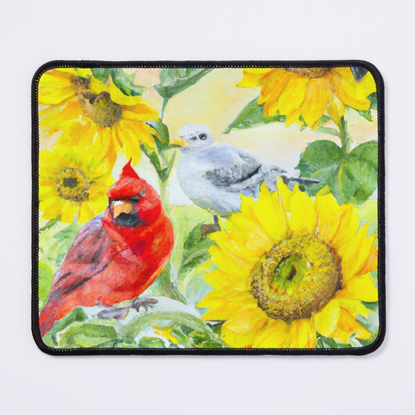 Item preview, Sunflowers Cardinal Birds Watercolor Painting | A beautiful Watercolor Painting designed and sold by Color-Me-Blue.