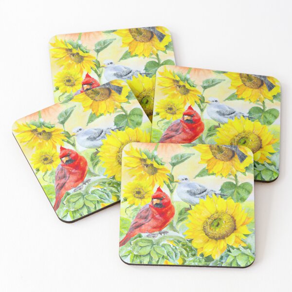 Item preview, Sunflowers Cardinal Birds Watercolor Painting | A beautiful Watercolor Painting designed and sold by Color-Me-Blue.