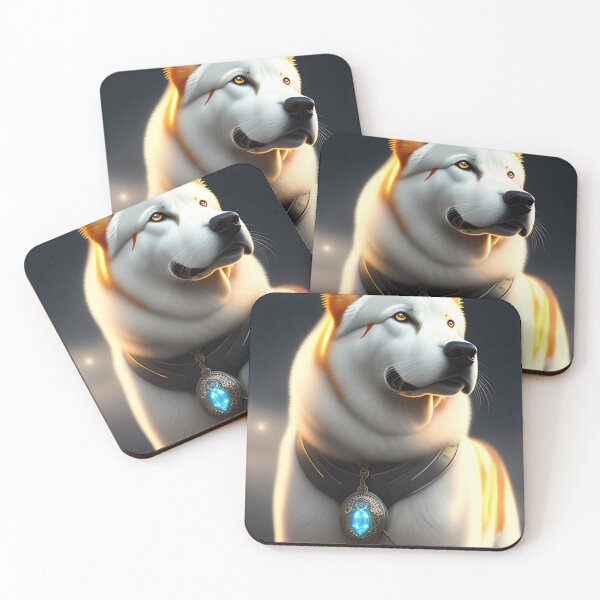 Item preview, AI Generated Art - Samoyed Dog with Power Necklace  designed and sold by DominicAi.