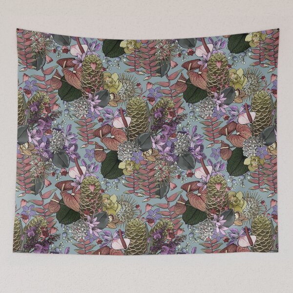 Item preview, Australian Vintage Tropical Summer Wildflowers designed and sold by Sketchbook Designs.