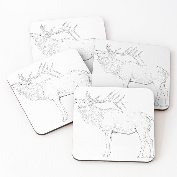 Item preview, Elk Drawing - Elk Illustration - White Background designed and sold by EcoElsa.