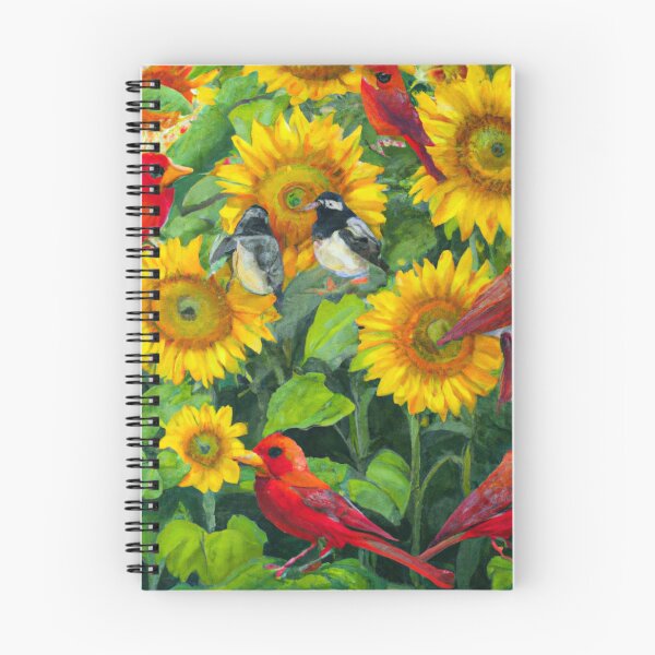 Item preview, Sunflowers Cardinal Birds Watercolor Painting | A beautiful Oil Painting designed and sold by Color-Me-Blue.