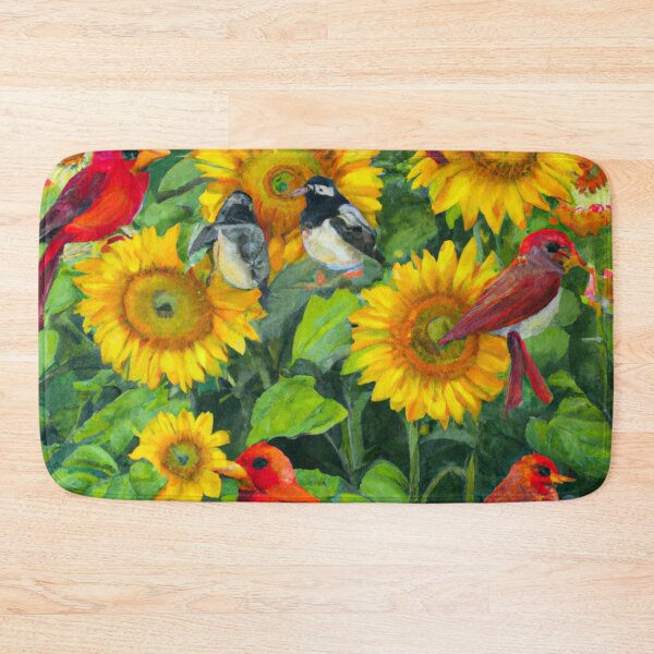 Item preview, Sunflowers Cardinal Birds Watercolor Painting | A beautiful Oil Painting designed and sold by Color-Me-Blue.