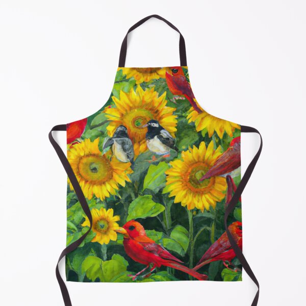 Item preview, Sunflowers Cardinal Birds Watercolor Painting | A beautiful Oil Painting designed and sold by Color-Me-Blue.
