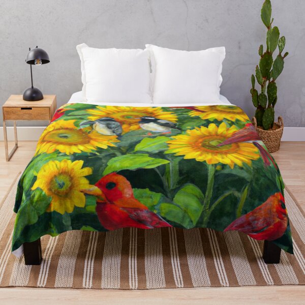 Item preview, Sunflowers Cardinal Birds Watercolor Painting | A beautiful Oil Painting designed and sold by Color-Me-Blue.