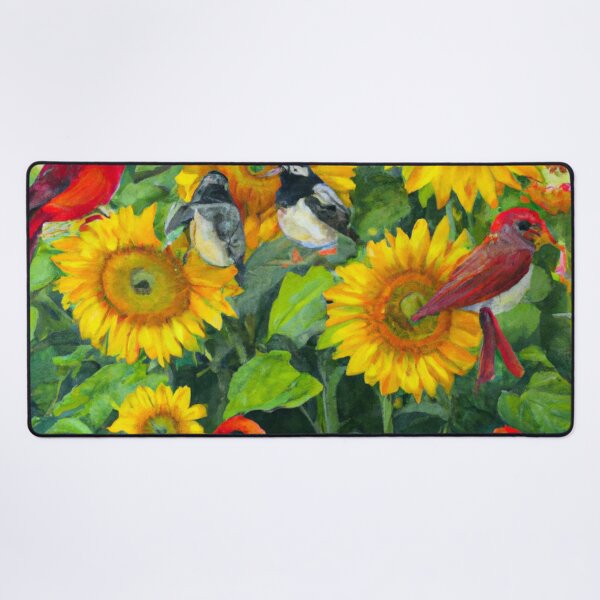 Item preview, Sunflowers Cardinal Birds Watercolor Painting | A beautiful Oil Painting designed and sold by Color-Me-Blue.