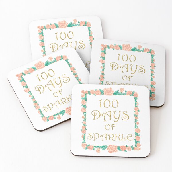 Item preview, 100 Days of Sparkle - 100 Days of School - Gold & Roses Border - White designed and sold by EcoElsa.