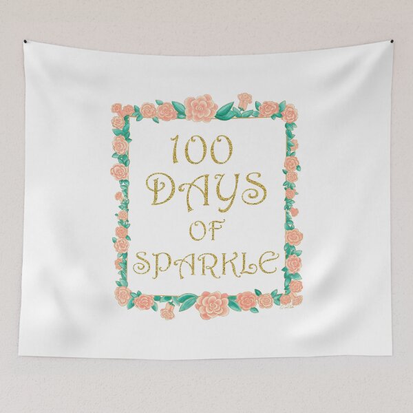 Item preview, 100 Days of Sparkle - 100 Days of School - Gold & Roses Border - White designed and sold by EcoElsa.