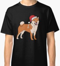 Shiba Inu in Santa Hat Christmas Pajama Merry Christmas Holiday PJ T-Shirt Sweater Hoodie Iphone Samsung Phone Case Coffee Mug Tablet Case Gift Classic T-Shirt