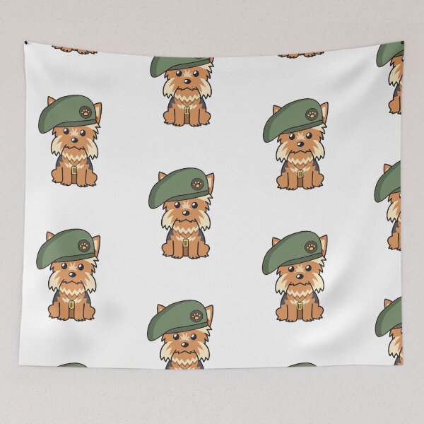 Item preview, Cute Green Beret Yorkshire Terrier guard dog on duty designed and sold by Pet Station.