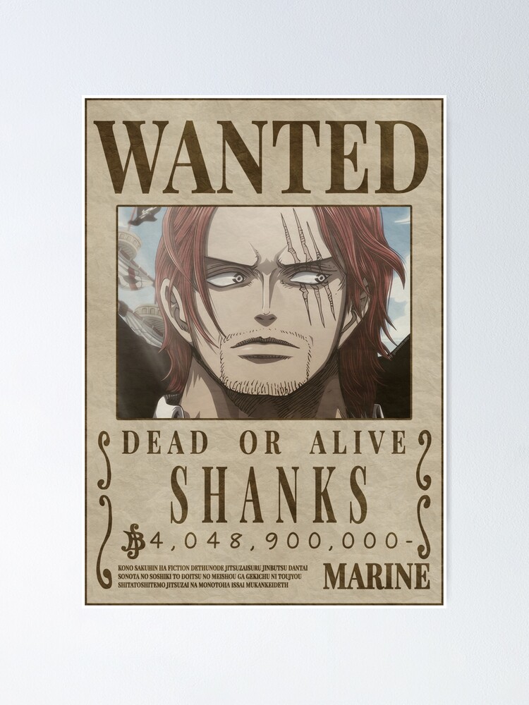 Holz Poster, Shanks, One Piece, Wanted