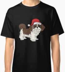 Shih Tzu in Santa Hat Christmas Pajama Merry Christmas Holiday PJ T-Shirt Sweater Hoodie Iphone Samsung Phone Case Coffee Mug Tablet Case Gift Classic T-Shirt