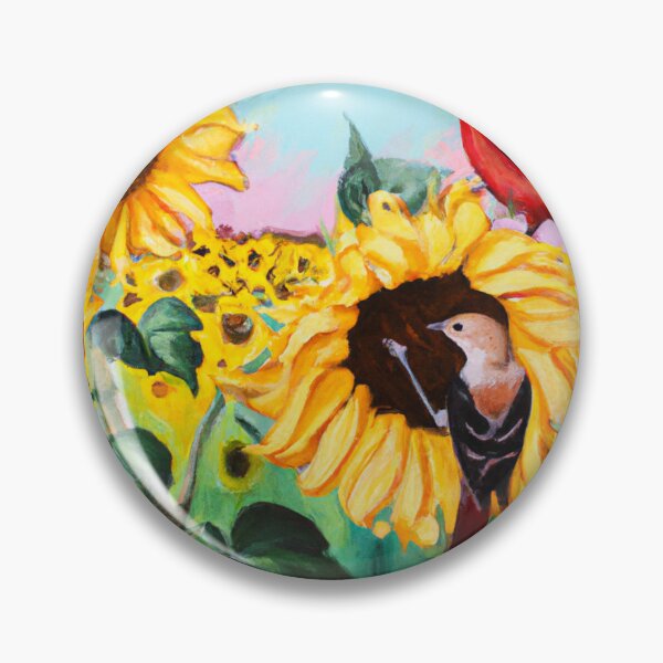 Item preview, Sunflowers Cardinal Birds Watercolor Painting | A beautiful Oil Painting designed and sold by Color-Me-Blue.