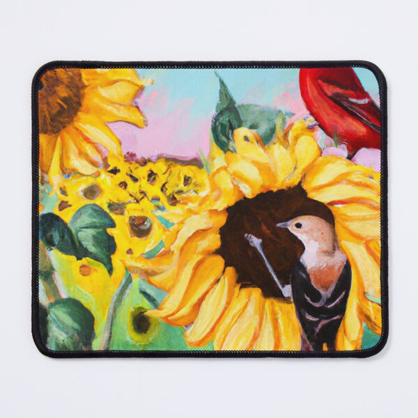 Item preview, Sunflowers Cardinal Birds Watercolor Painting | A beautiful Oil Painting designed and sold by Color-Me-Blue.