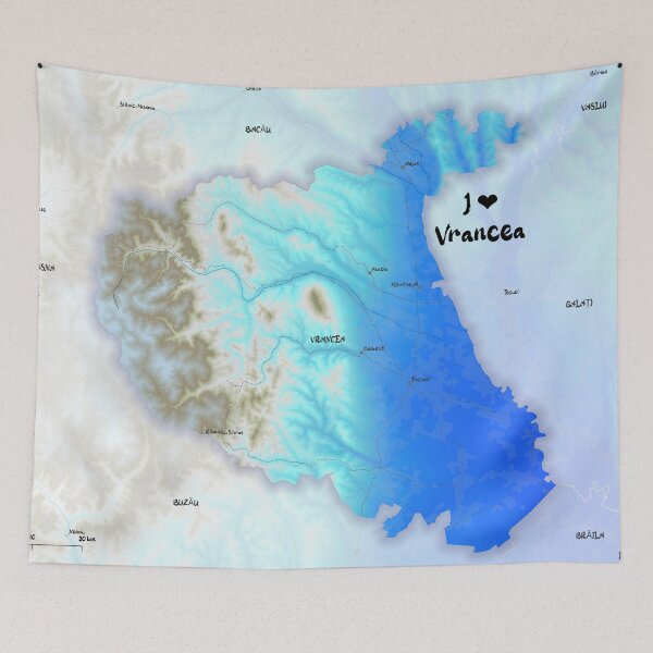 Item preview, Vrancea County Map, România designed and sold by maptheclouds.