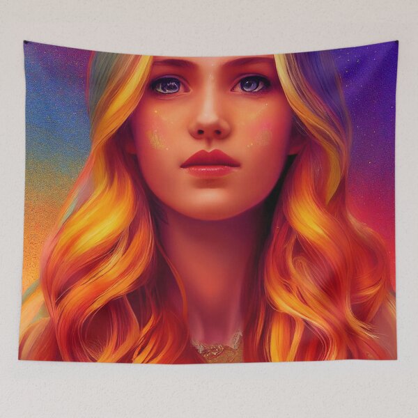 Item preview, a digital painting of a woman with long blonde hair designed and sold by DesignAtYO.