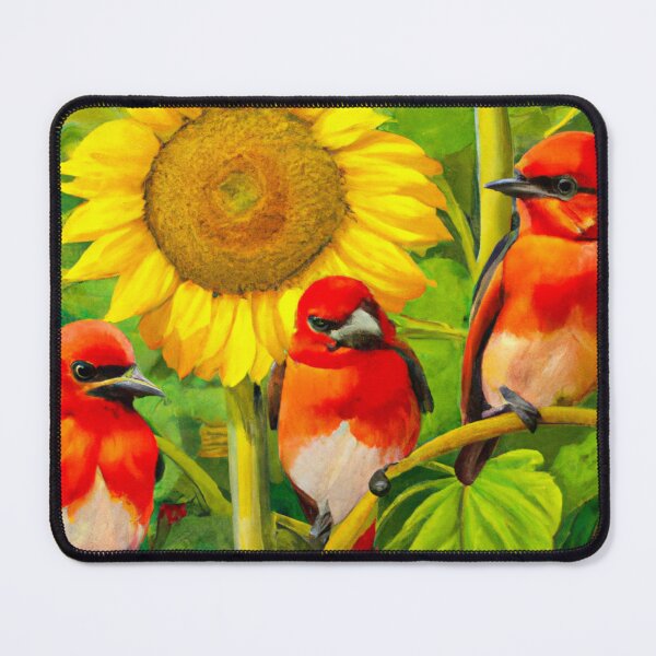Item preview, Sunflowers Cardinal Birds Watercolor Painting | A beautiful Oil Painting designed and sold by Color-Me-Blue.