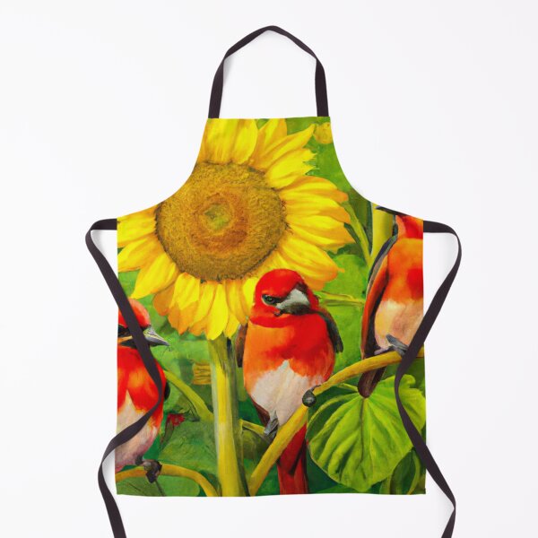 Item preview, Sunflowers Cardinal Birds Watercolor Painting | A beautiful Oil Painting designed and sold by Color-Me-Blue.