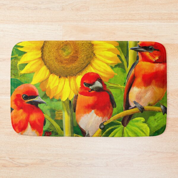 Item preview, Sunflowers Cardinal Birds Watercolor Painting | A beautiful Oil Painting designed and sold by Color-Me-Blue.