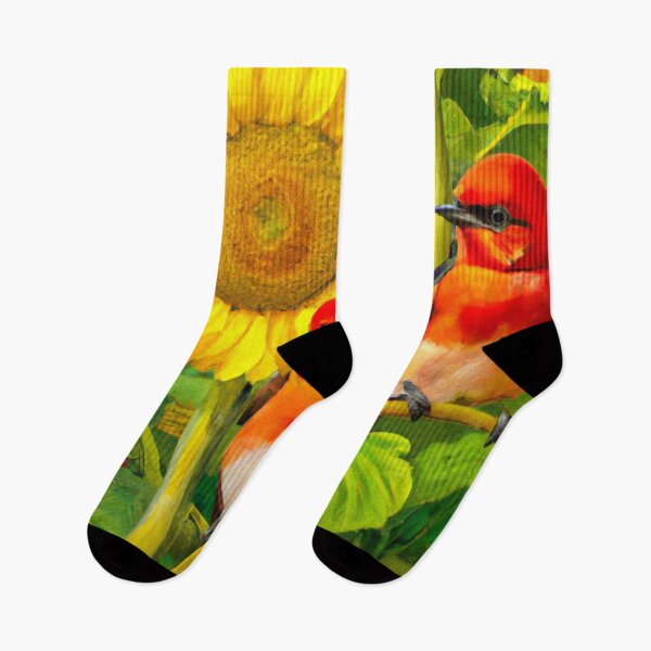 Item preview, Sunflowers Cardinal Birds Watercolor Painting | A beautiful Oil Painting designed and sold by Color-Me-Blue.