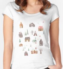 Gingerbread Village Women's Fitted Scoop T-Shirt